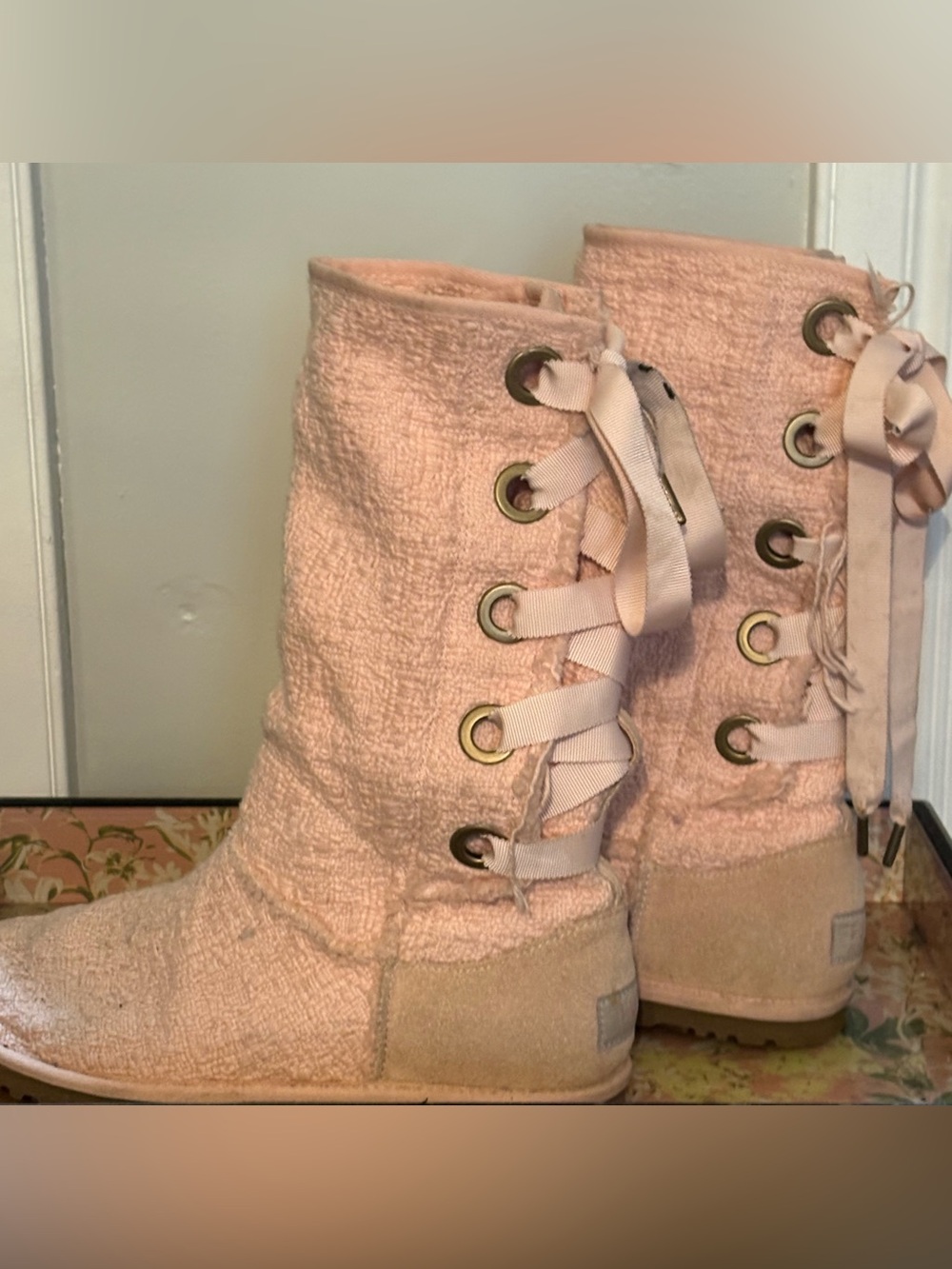 UGG Heirloom Apricot Lace-up Fashion Boots
